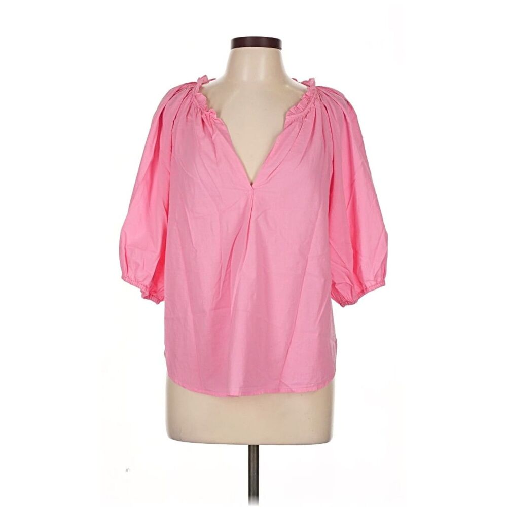 Xirena Jules Top Blouse Women's L Pink 3/4 Sleeve Lightweight Breathable Casual